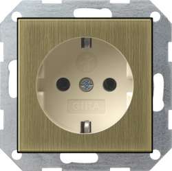 Gira S-55 Бронза/Крем Розетка с/з с защитными шторками арт. 0453613