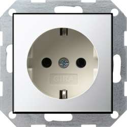 Gira S-55 Хром/Крем Розетка с/з арт. 0188615