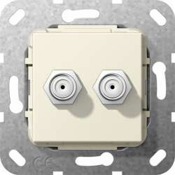 Gira S-55 Крем глянц Гнездо SAT F 2 местн. арт. 565101