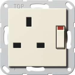 Gira S-55 Крем глянц Розетка Британский стандарт с защитой от детей арт. 277801