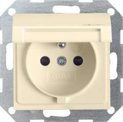 Gira S-55 Крем глянц Розетка с заземляющим штифтом. защитой от детей и крышкой арт. 048801