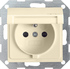 Gira S-55 Крем глянц Розетка с заземляющим штифтом. защитой от детей и крышкой арт. 048801