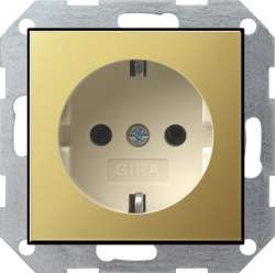 Gira S-55 Латунь/Крем Розетка с/з арт. 0188614