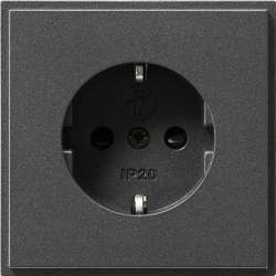 Gira TX-44 Антрацит Розетка с/з с защитными шторками и пиктограммой арт. 045367