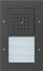 Gira TX-44 Антрацит Вызывная станция (аудио) наружного монтажа, на 3 абонента, белая подсветка арт. 126767