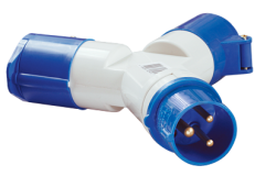 IEK Адаптер двухлучевой TS1012 2Р+РЕ 16А 250В IP44 арт. PAS21-016-3