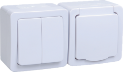 IEK БГб-22-32-ГПБб блок "выкл 2кл + розетка 1м с з/к" о/у IP54 ГЕРМЕС PLUS (кл.бел/кр.бел) арт. EBGMP20-K01-32-54-EC