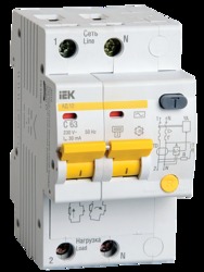 IEK Дифференциальный автоматический выключатель АД12 2Р 16А 30мА арт. MAD10-2-016-C-030