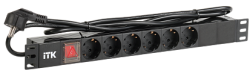 IEK ITK PDU Блок: 6 розеток, с выкл. 1U каб. 2м вилка ПВХ чер., немецкий стандарт арт. PH12-6D1-P