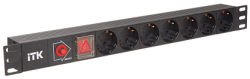 IEK ITK PDU Блок: 7 розеток, с LED выкл., 1U, без шнура, вх. С14, немецкий стандарт арт. PH12-7D3