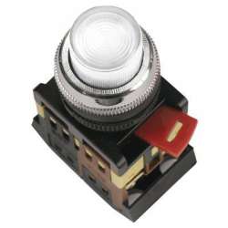 IEK Кнопка ABLFP-22 белый d22мм неон/240В 1з+1р арт. BBT20-ABLFP-K01