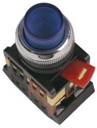 IEK Кнопка ABLFP-22 синий d22мм неон/240В 1з+1р арт. BBT20-ABLFP-K07