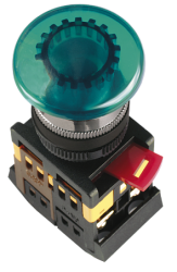 IEK Кнопка AELA22 Грибок зеленый d22мм неон/240В 1з+1р арт. BBG20-AELA-K06