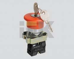 IEK Кнопка LAY5-BS142 Грибокс ключом красная d22мм 240В 1р арт. BBG50-LAY5-K04