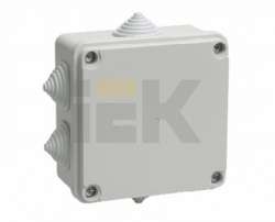 IEK Коробка КМ41233 распаячная для о/п 100х100х50мм IP44 (RAL7035, 6 гермовводов) арт. UKO11-100-100-050-K41-44