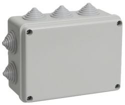 IEK Коробка КМ41241 распаячная для о/п 150х110х70 мм IP44 (RAL7035, 10 гермовводов) арт. UKO10-150-110-070-K41-44