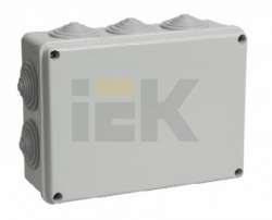 IEK Коробка КМ41243 распаячная для о/п 190х140х70 мм IP44 (RAL7035, 10 гермовводов) арт. UKO11-190-140-070-K41-44