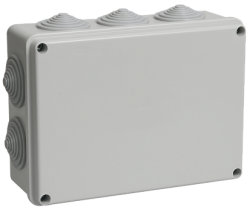 IEK Коробка КМ41244 распаячная для о/п 190х140х70 мм IP55 (RAL7035, 10 гермовводов) арт. UKO11-190-140-070-K41-55