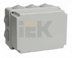 IEK Коробка КМ41245 распаячная для о/п 190х140х120 мм IP44 (RAL7035, 10 гермовводов) арт. UKO10-190-140-120-K41-44