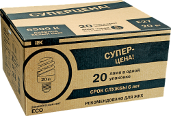 IEK Лампа КЭЛP-3U Е27 20Вт 6500К ЖКХПАК 20 шт -eco арт. LLEP10-27-020-6500-T3-S20