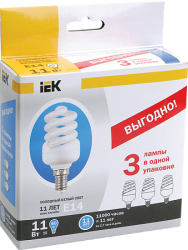 IEK Лампа спираль КЭЛ-FS Е27 15Вт 2700К Т2 ПРОМОПАК 3 шт арт. LLE25-27-015-2700-T2-S3