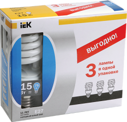 IEK Лампа спираль КЭЛ-S Е27 20Вт 4000К Т2 ПРОМОПАК 3 шт арт. LLE20-27-020-4000-T2-S3