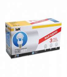IEK Лампа спираль КЭЛ-ZS Е27 20Вт 4000К Т3 ПРОМОПАК 3 шт арт. LLE21-27-020-4000-T3-S3