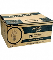 IEK Лампа спираль КЭЛP-FS Е27 20Вт 6500К ЖКХПАК 20 шт -eco арт. LLEP25-27-020-6500-T3-S20