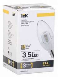 IEK Лампа светодиодная C35 свеча кристал 3.5 Вт 260 Лм 230 В 2700 К E14 арт. LL-C35-4-230-27-E14-CL