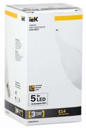 IEK Лампа светодиодная CB37 свеча на ветру 5 Вт 400 Лм 230 В 3000 К E14 арт. LL-CB37-5-230-30-E14-FR