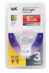 IEK Лампа светодиодная PAR16 софит 5 Вт 330 Лм 230 В 3000 К GU10 -eco арт. LLP-PAR16-5-230-30-GU10