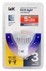 IEK Лампа светодиодная PAR16 софит 5 Вт 350 Лм 230 В 4000 К GU10 -eco арт. LLP-PAR16-5-230-40-GU10