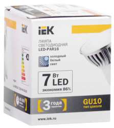 IEK Лампа светодиодная PAR16 софит 7 Вт 560 Лм 230 В 4000 К GU10 арт. LL-PAR16-7-230-40-GU10