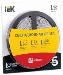 IEK Лента LED 5м блистер LSR-5050R30-7,2-IP20-12V арт. LSR2-6-030-20-1-05