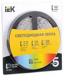 IEK Лента LED 5м блистер LSR-5050RGB30-7,2-IP20-12V арт. LSR2-3-030-20-1-05