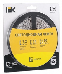 IEK Лента LED 5м блистер LSR-5050Y30-7,2-IP20-12V арт. LSR2-4-030-20-1-05