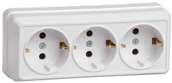 IEK Октава Белый РС23-3-ОБ Розетка 3местн. с з/к 16А откр.уст. арт. ERO31-K01-16-DC