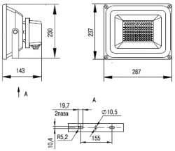 IEK Прожектор СДО 04-100 светодиодный серый SMD IP65 арт. LPDO401-100-K03