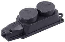 IEK РБ32-1-0м Розетка (колодка) двухместная с защитными крышками ОМЕГА IP44 арт. PKR62-016-2-K02