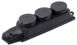 IEK РБ33-1-0м Розетка (колодка) трехместная с защитными крышками ОМЕГА IP44 арт. PKR61-016-2-K02