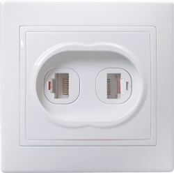 IEK РK/T12-КБ Розетка 2местн. комп. и телеф. КВАРТА (белый) арт. EIK10-K01-DM