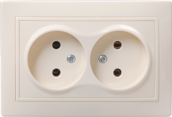 IEK РС12-2-ККм Розетка 2местн. без з/к без защ.штор. 10А КВАРТА (кремовый) арт. ERK23-K33-10-DM