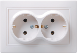 IEK РС12-3-КБ Розетка 2местн. c з/к без защ.штор. 16А КВАРТА (белый) арт. ERK24-K01-16-DM