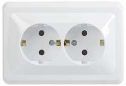 IEK РС12-3-ВБ Розетка 2местн. с з/к без защ.штор. 16А ВЕГА (белый) арт. ERV21-K01-16-DM