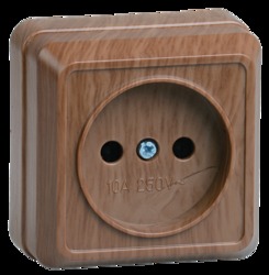 IEK РС20-2-ОД Розетка 1местн. без з/к 10А откр.уст. ОКТАВА (дуб) арт. ERO10-K04-10-DC