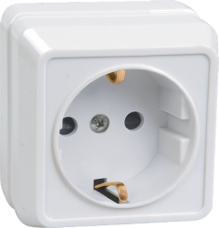 IEK РС20-3-ОБ Розетка 1местн. c з/к 16А откр.уст. ОКТАВА (белый) арт. ERO11-K01-16-DC