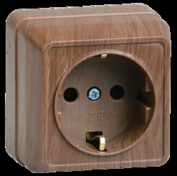IEK РС20-3-ОД Розетка 1местн. c з/к 16А откр.уст. ОКТАВА (дуб) арт. ERO11-K04-16-DC