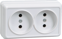 IEK РС22-2-ОБ Розетка 2местн. без з/к 10А откр.уст. ОКТАВА (белый) арт. ERO20-K01-10-DC