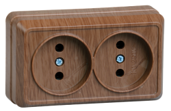IEK РС22-2-ОД Розетка 2местн. без з/к 10А откр.уст. ОКТАВА (дуб) арт. ERO20-K04-10-DC