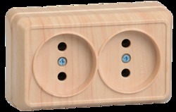 IEK РС22-2-ОС Розетка 2местн. без з/к 10А откр.уст. ОКТАВА (сосна) арт. ERO20-K03-10-DC